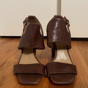 Banana Republic brown leather block heel sandals...